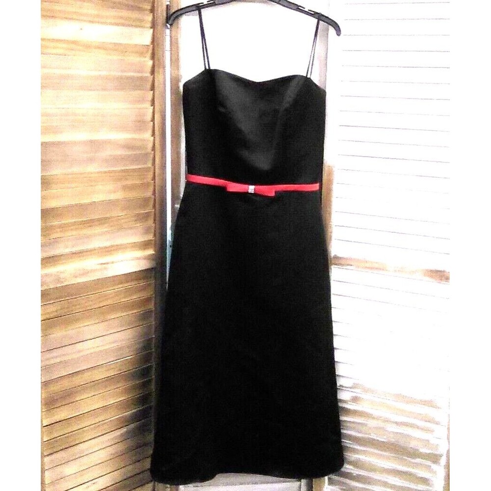 Eden Maids Dress Size 6 Midi Lined Spaghetti Strap Prom Black and Red